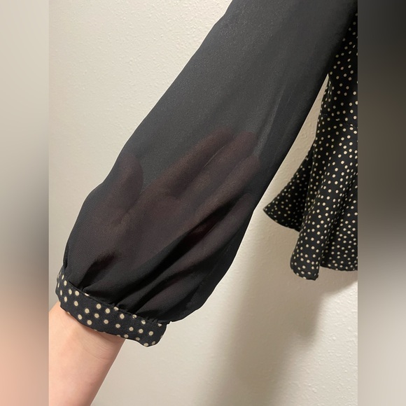 Back & Beige Polkadot Long Sleeve Blouse - Picture 4 of 5
